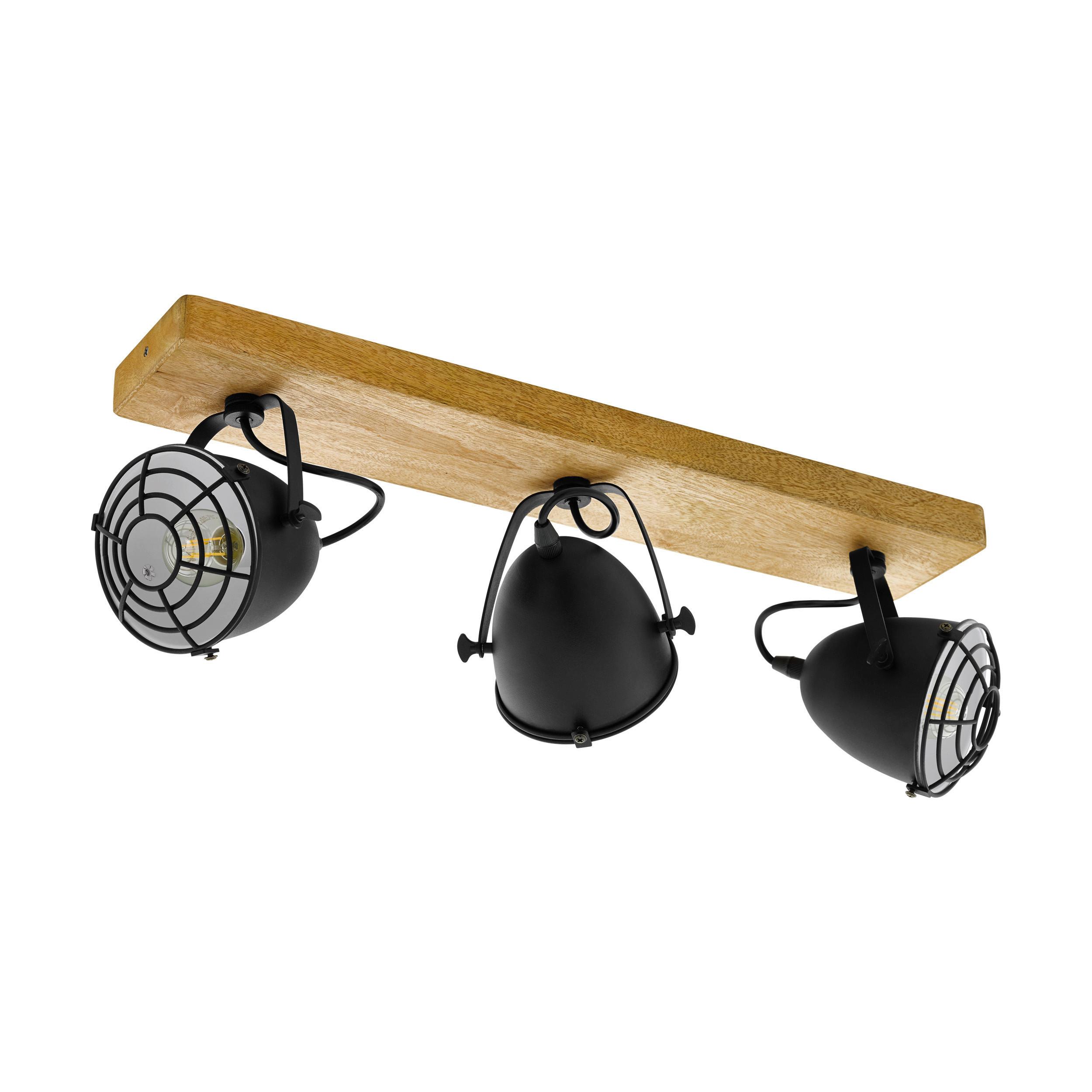 Deckenspots 49078_ 'gat - Schwarz/Naturfarben, Natur, Holz/Metall (59/11/20,5cm) - Eglo