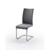 Schwingstuhl Arco 2 Leder Grau B: 43 cm - Edelstahlfarben/Grau, KONVENTIONELL, Leder/Metall (43/102/52cm)