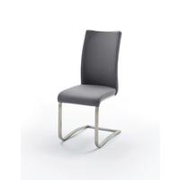 Schwingstuhl Arco 2 Leder Grau B: 43 cm - Edelstahlfarben/Grau, KONVENTIONELL, Leder/Metall (43/102/52cm)
