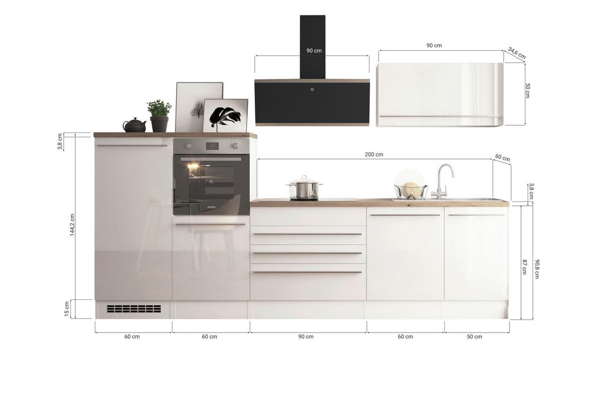 Küchenblock Gabriel Weiß B: 320 Cm - Wildeiche/Weiß, Design, Holzwerkstoff (320cm) - Respekta