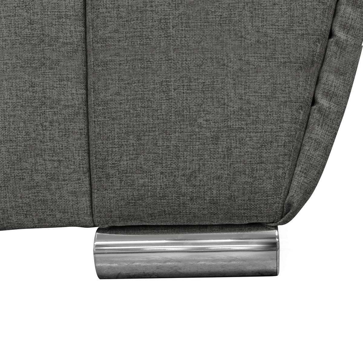 Ecksofa Mit Schlaffunktion Delux Grau Ottomane Rechts - Silberfarben/Grau, Design, Textil (266/266cm) - Livetastic