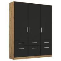 Drehtürenschrank 136 cm Berlin Eiche Artisan/Grau - Eiche Artisan/Grau, MODERN, Holzwerkstoff (136/197/54cm) - Rauch Möbel