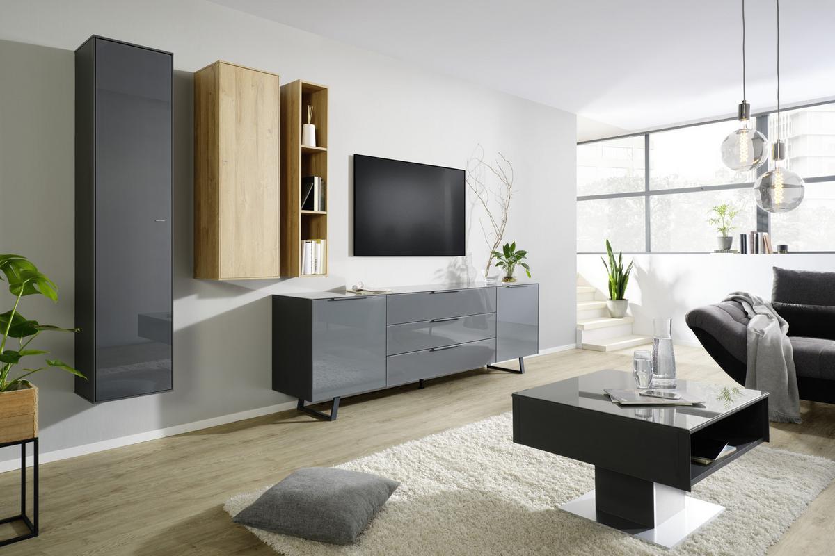 ZÁVĚSNÁ SKŘÍŇKA MAX BOX - antracitová, Moderní, kompozitní dřevo/sklo (38/175/32cm) - Premium Living