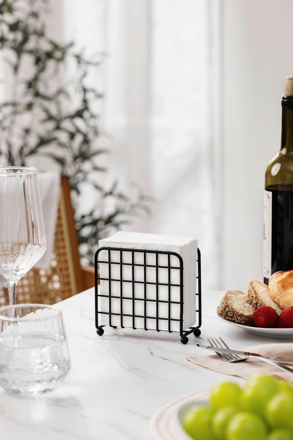 Serviettenhalter Francesca - Schwarz, Basics, Metall (12,5/6,0/11,5cm) - Luca Bessoni