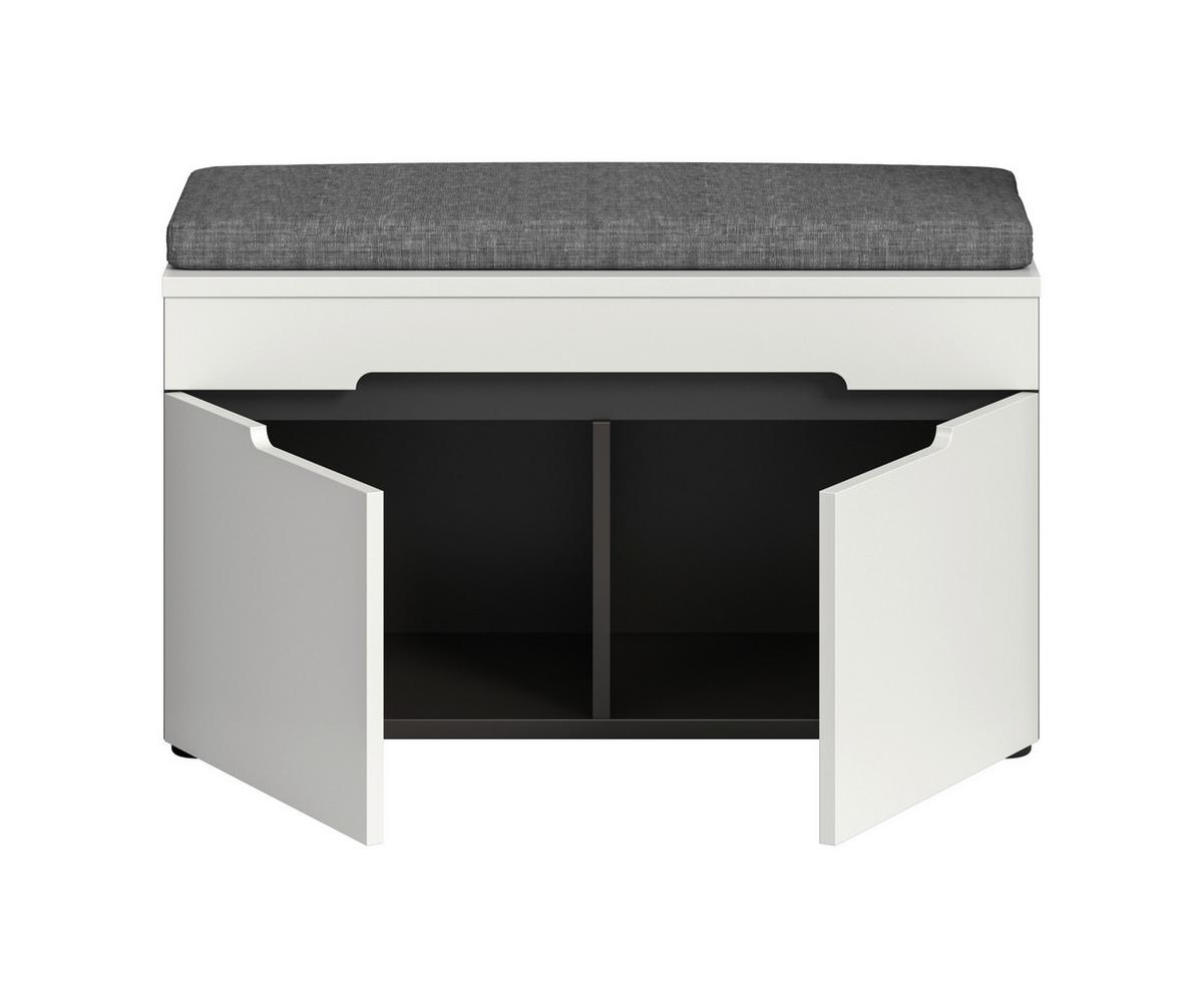 Sitzbank Canu Grau/Weiß B: 80 cm - Schwarz/Weiß, Design, Holzwerkstoff/Textil (80/45/37cm) - Livetastic