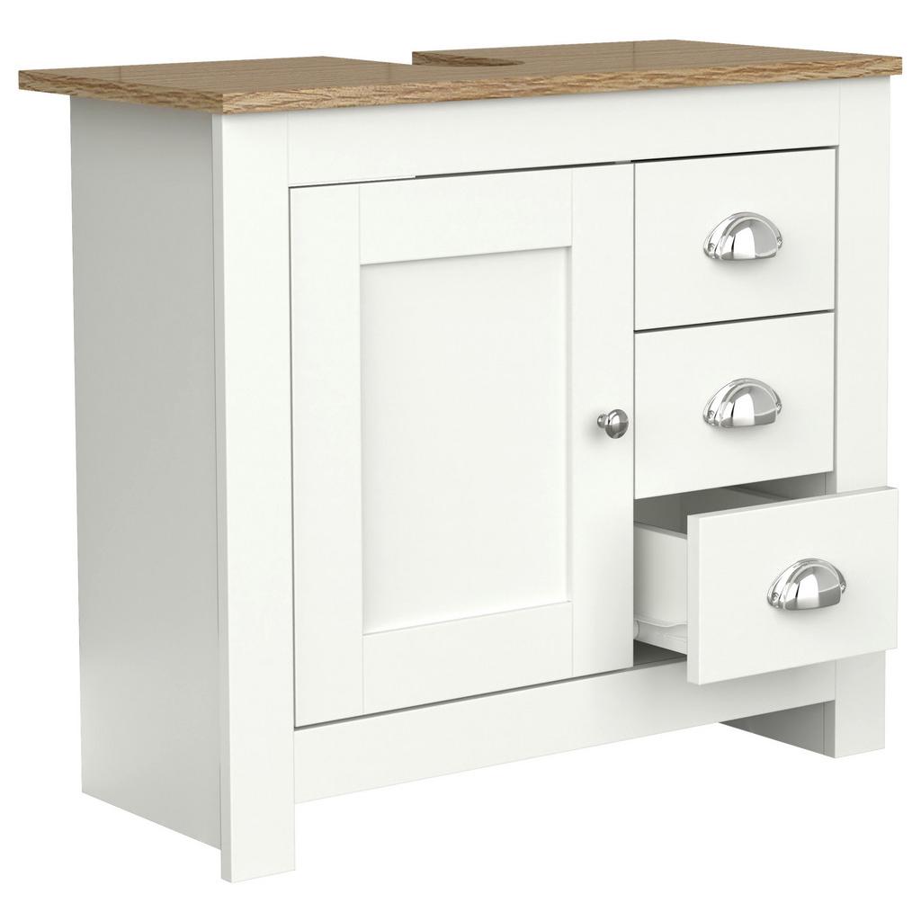 WASCHBECKENUNTERSCHRANK Balusa Weiß/Eiche Dekor B:65cm