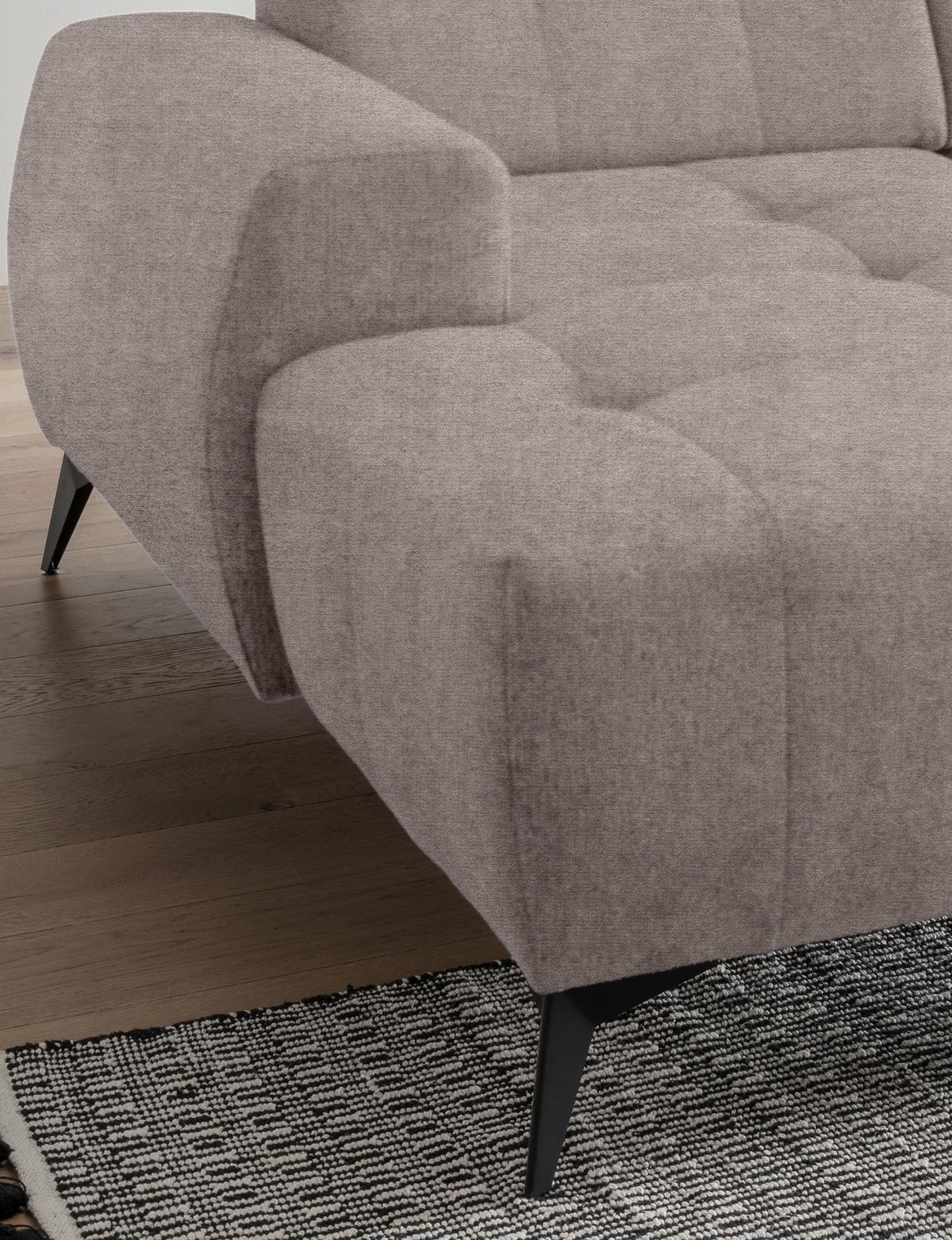 Ecksofa mit USB Anschluss Sano, Taupe , S: 180x258 cm - Taupe/Schwarz, MODERN, Textil (180/258cm) - Livetastic