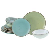 Tafelservice Fashion Bunt Hellgrau/pastell-Grün/blau - Pastellblau/Pastellgrün, Basics, Keramik - Creatable