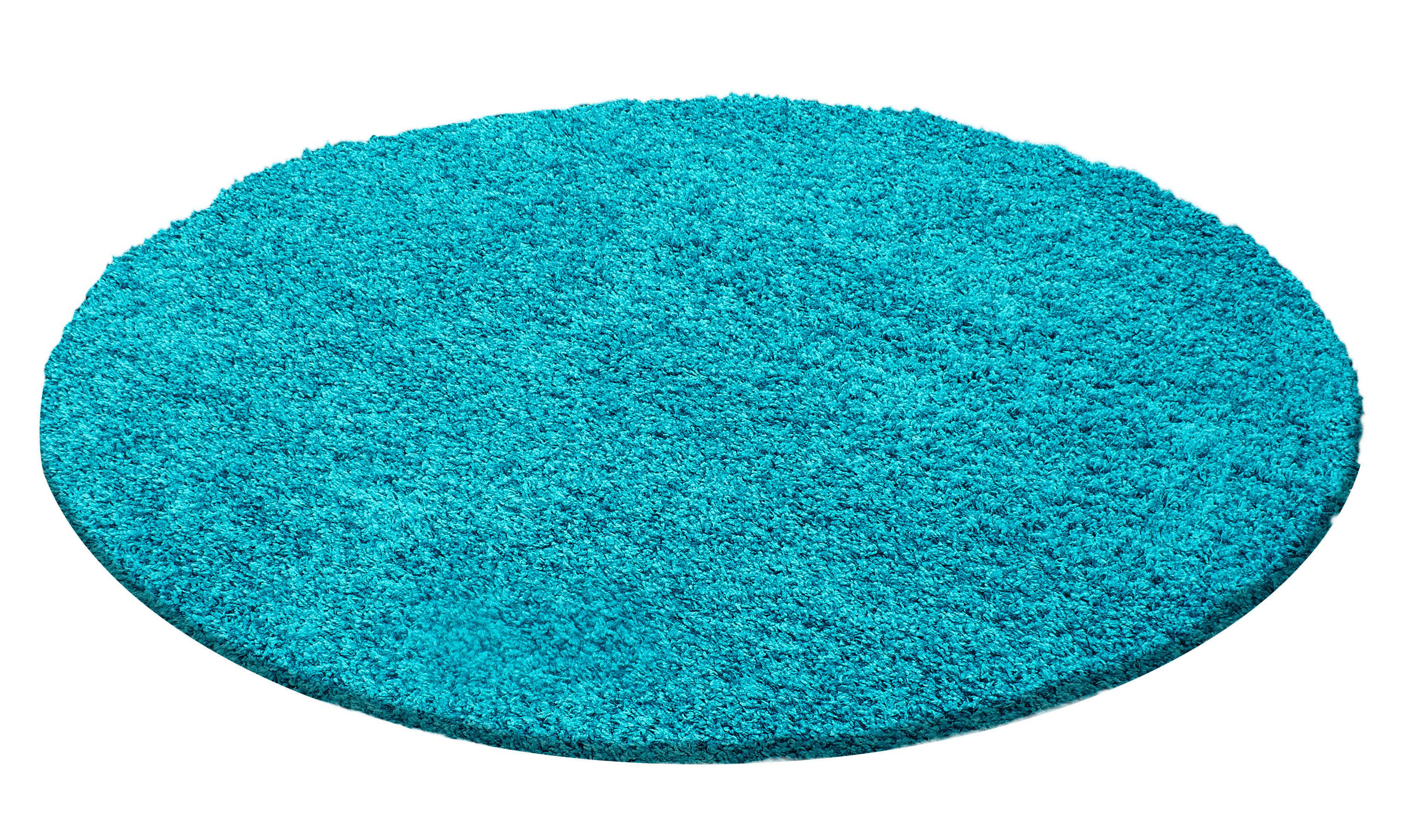 Hochflor Teppich Türkis Life Rund Ø 120 cm - Türkis, KONVENTIONELL, Textil (120cm) - Novel