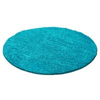 Hochflor Teppich Türkis Life Rund Ø 120 cm - Türkis, KONVENTIONELL, Textil (120cm) - Novel