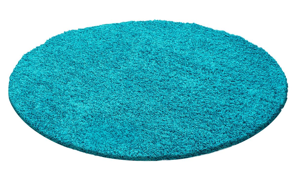Hochflor Teppich Türkis Life Rund Ø 120 cm - Türkis, KONVENTIONELL, Textil (120cm) - Novel