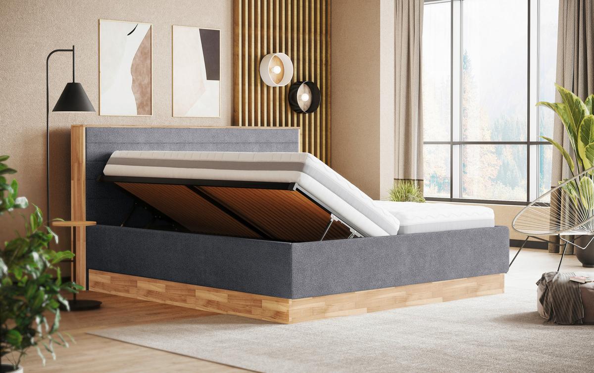 Polsterbett Peseta Anthrazit Lxf: Ca. 180x200 Cm - Anthrazit/Schwarz, Holzwerkstoff/Textil (180/200cm) - MID.YOU