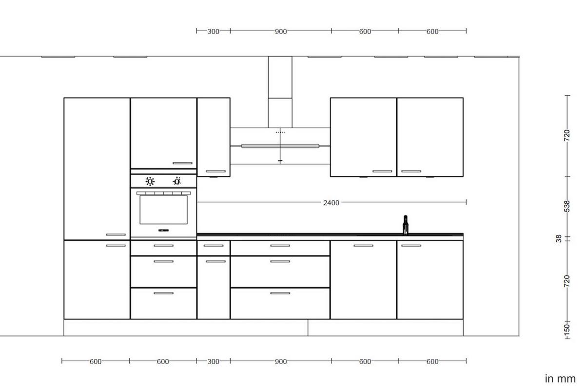 Kuchyňská linka 360 cm, kamenná sivá supermatná - šedá/černá, Moderní, kov/kompozitní dřevo (360cm) - Nobilia