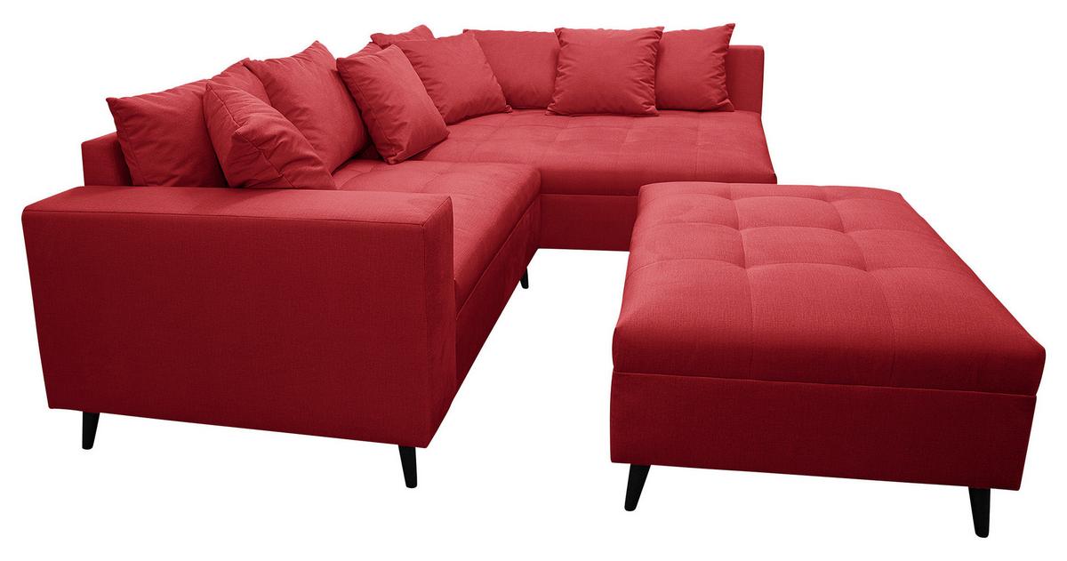 Ecksofa Pruno, Rot S: 247x174 Cm - Rot/Schwarz, Design, Textil (247/174cm) - MID.YOU