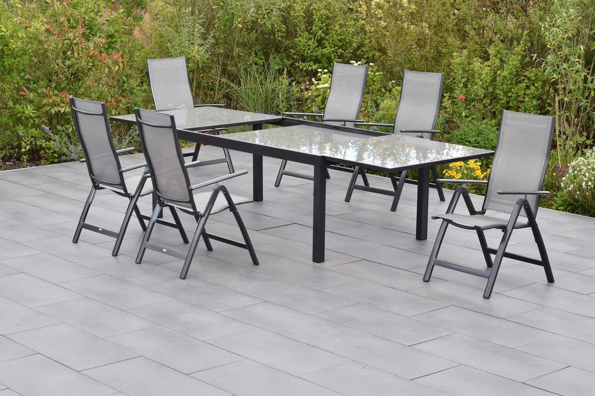 Gartenset Carrara - Graphitfarben/Braun, MODERN, Textil/Metall - Gardenson