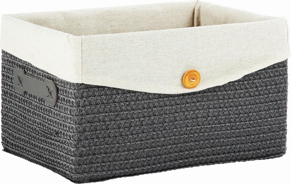KOŠ DENISE - šedá, Romantický / Rustikální, textil/plast (35/20/26cm) - Mömax