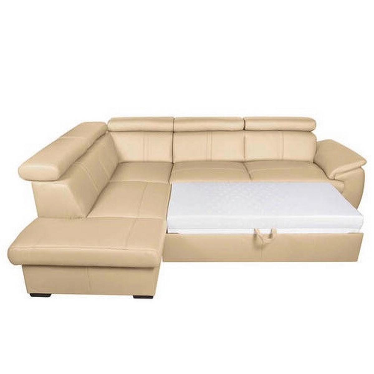 Ecksofa City Beige S: 211x265 cm - Wengefarben/Beige, Design, Leder (211/265cm) - Livetastic