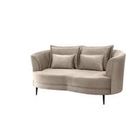 2-Sitzer-Sofa Beige Velours, Rücken Echt B: 179 cm - Beige/Schwarz, MODERN, Textil (179/85/101cm) - Livetastic