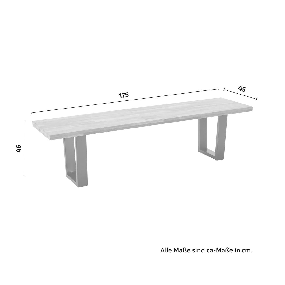 Lavica Kayla dub masív - čierna/farba duba, Modern, kov/drevo (175/46/45cm) - Modern Living