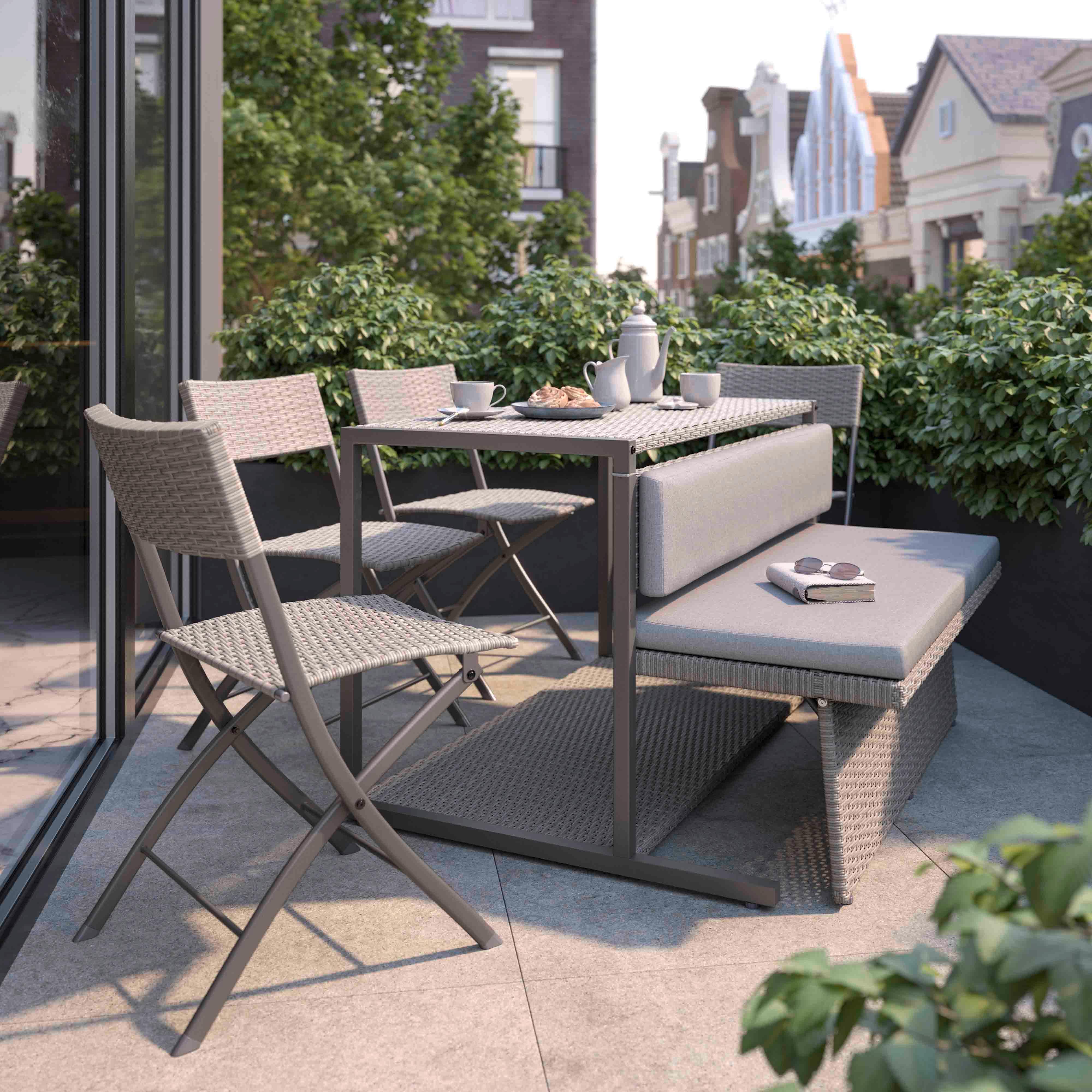 Sada na balkon MARIO hnědá - šedavě hnědá, Moderní, kov/textil (120/75/105cm) - Bessagi Garden