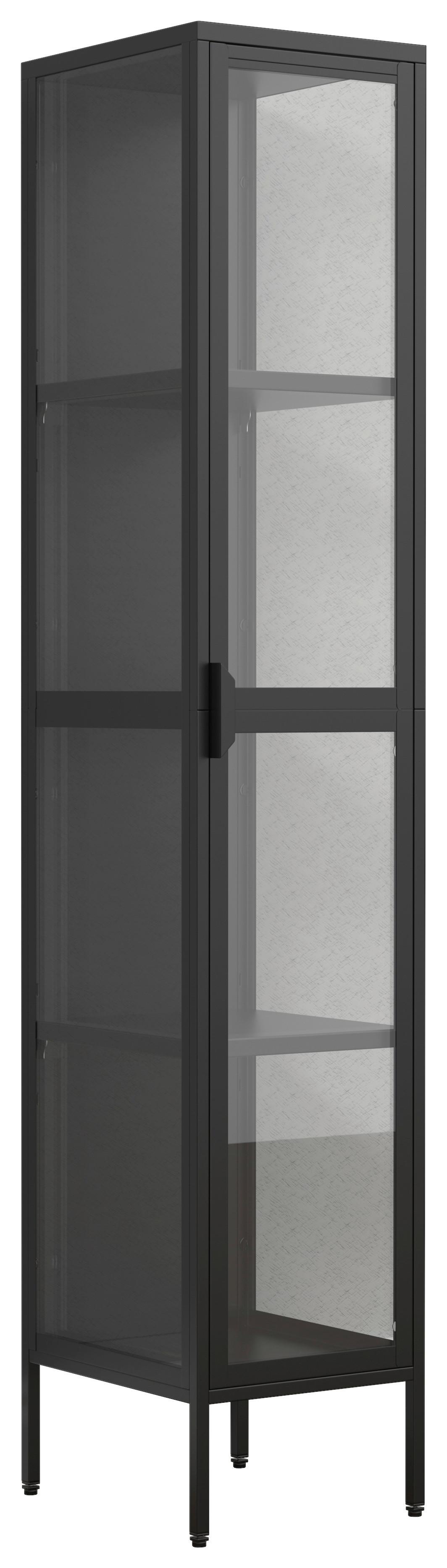 Vitrine Floka Schwarz B: 30 Cm - Transparent/Schwarz, Design, Glas/Metall (30/160/35cm) - MID.YOU