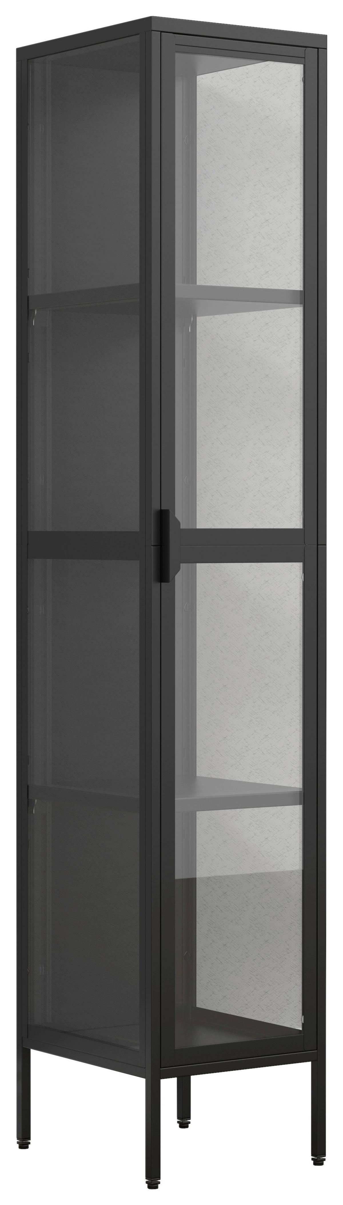 Vitrine Floka Schwarz B: 30 cm - Transparent/Schwarz, Design, Glas/Metall (30/160/35cm) - MID.YOU