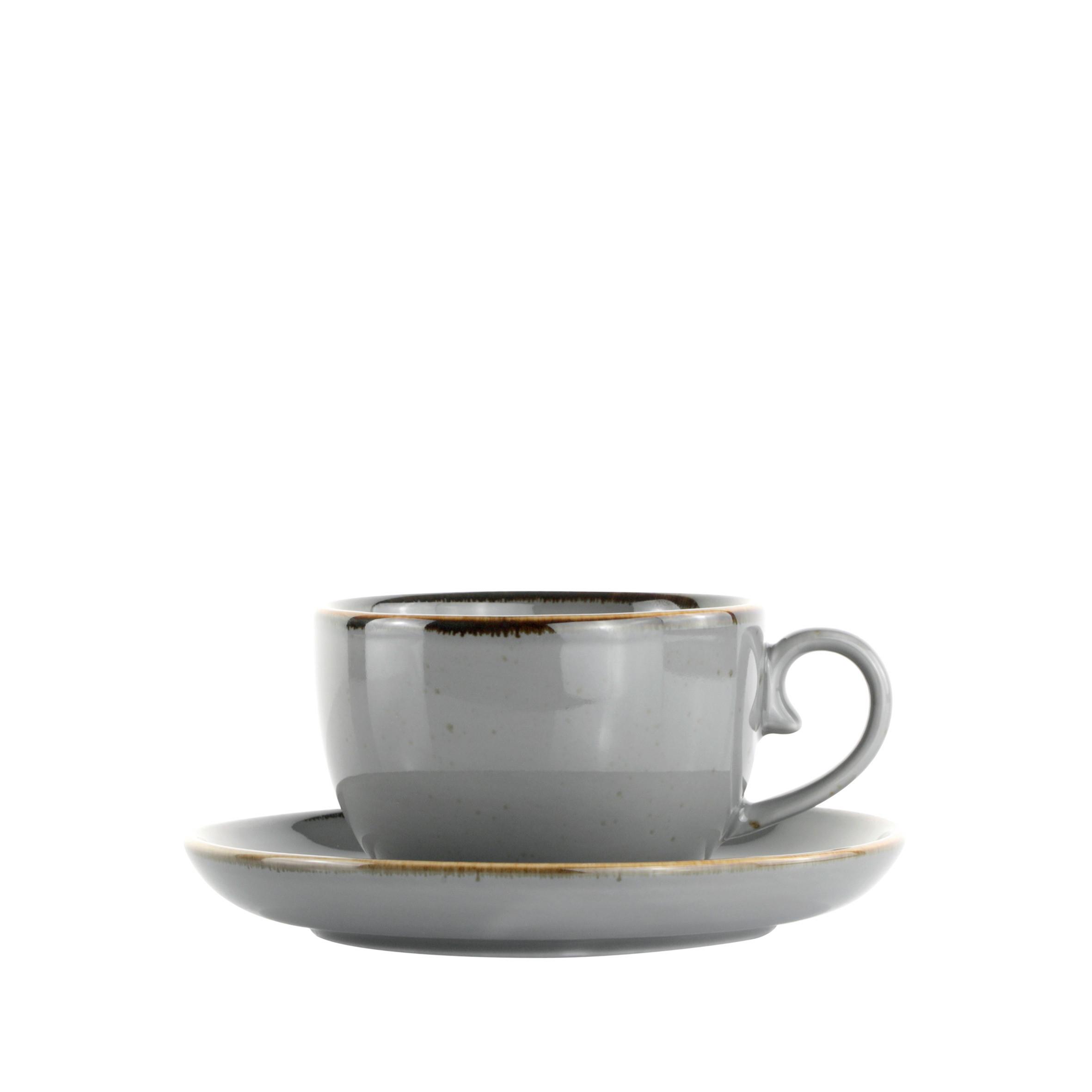 šálka na kávu s tanierikom CAPRI - sivá, Modern, keramika - Mömax