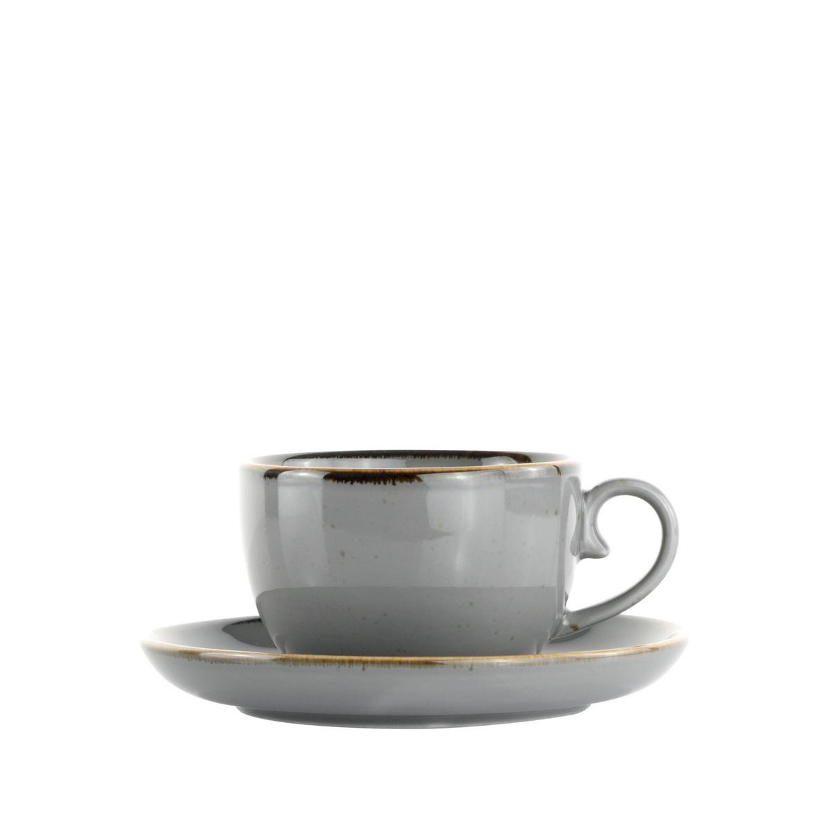 šálka na kávu s tanierikom CAPRI - sivá, Modern, keramika - Mömax
