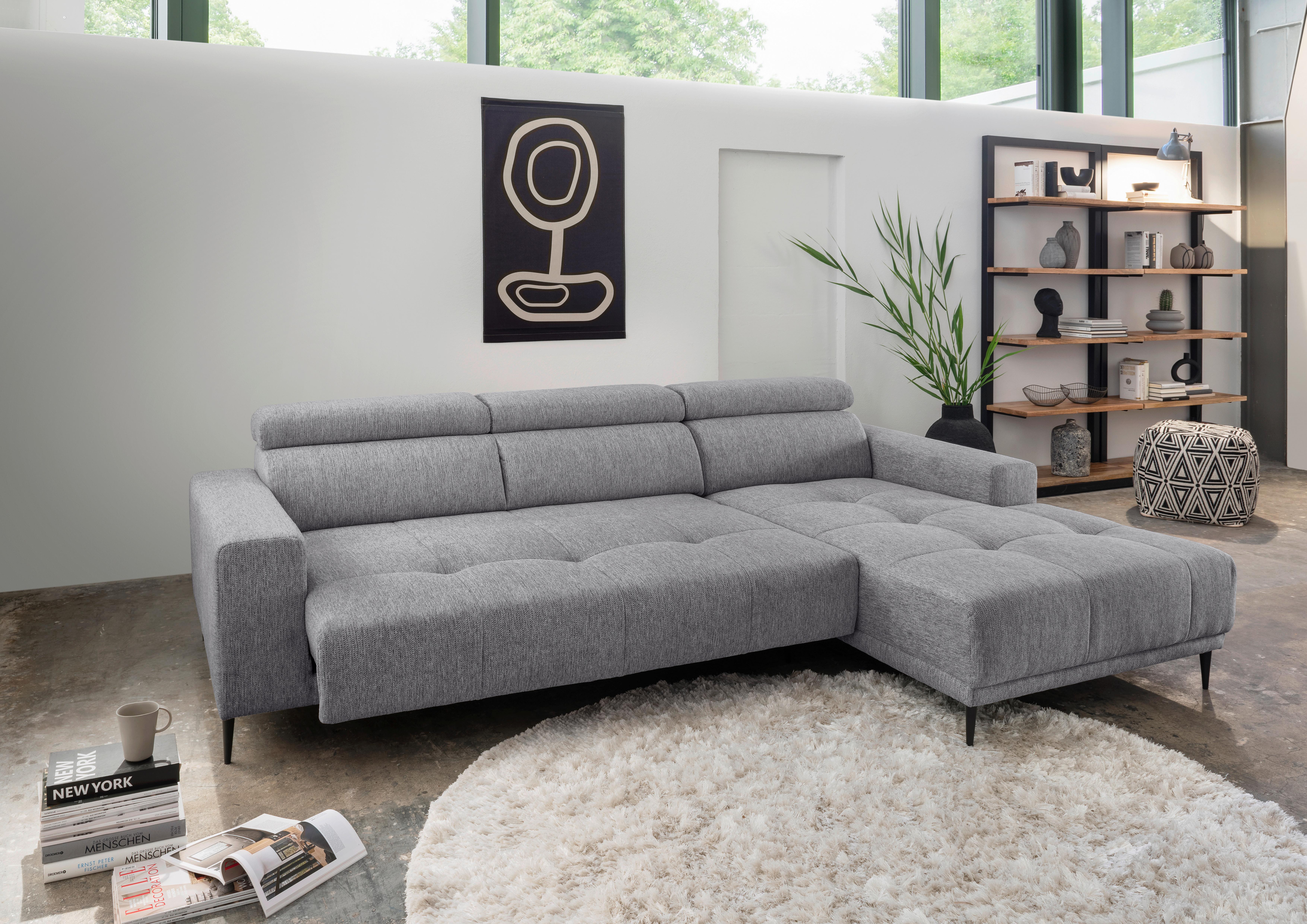 Ecksofa Intera Dunkelgrau S: 276x188 Cm - Dunkelgrau/Schwarz, KONVENTIONELL, Textil (276/188cm) - Livetastic