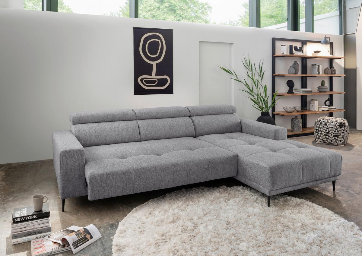 Ecksofa Intera Dunkelgrau S: 276x188 Cm - Dunkelgrau/Schwarz, KONVENTIONELL, Textil (276/188cm) - Livetastic