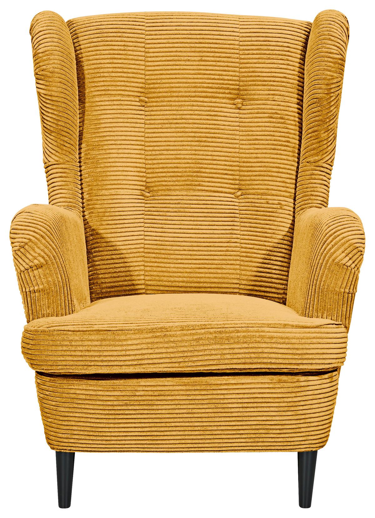 Ohrensessel Oskar Gelb B: 78 Cm - Gelb/Schwarz, Basics, Textil (78/102/98cm) - MID.YOU