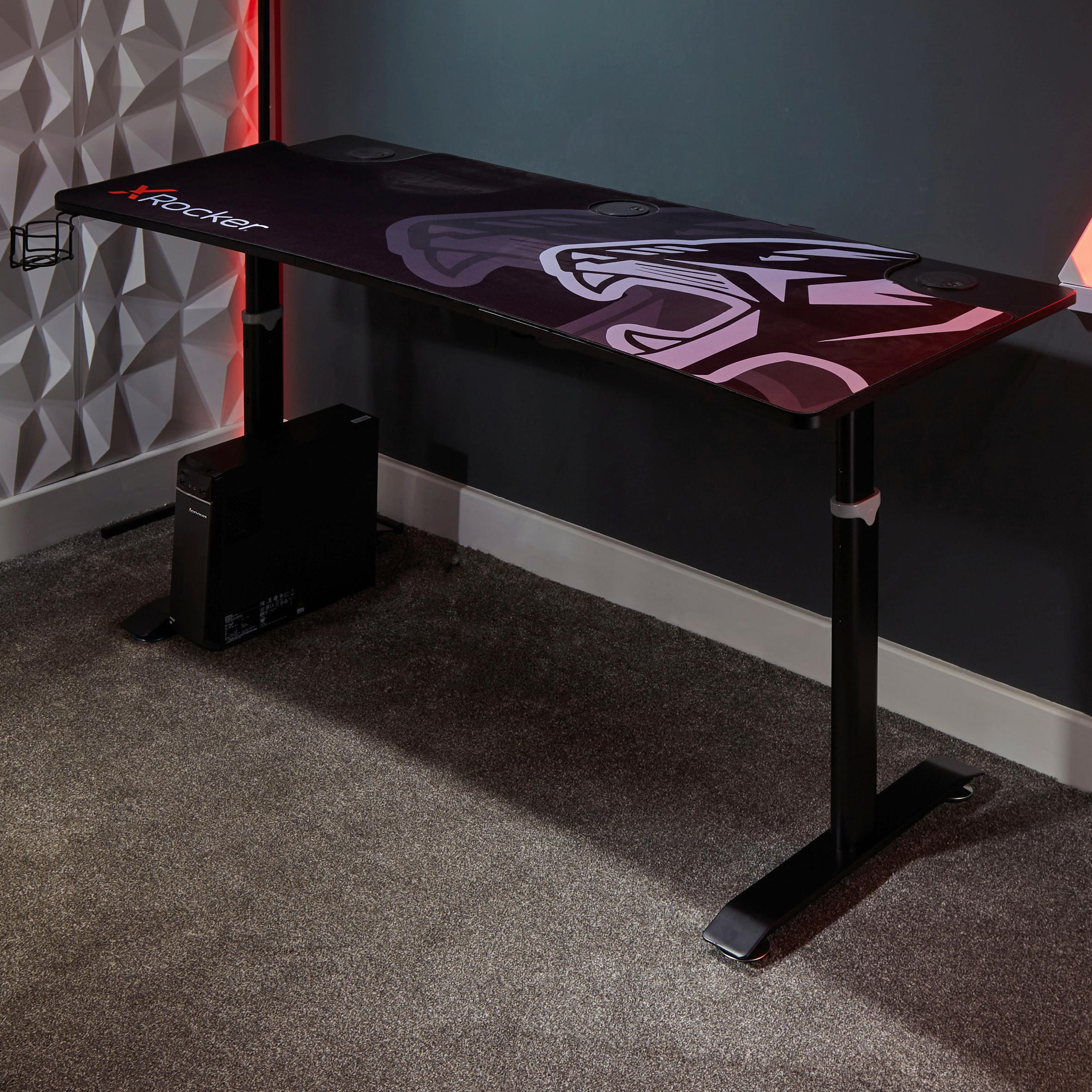 Gamingtisch Cougar XL - Schwarz, MODERN, Holzwerkstoff/Metall (160,5/80/80cm) - X Rocker
