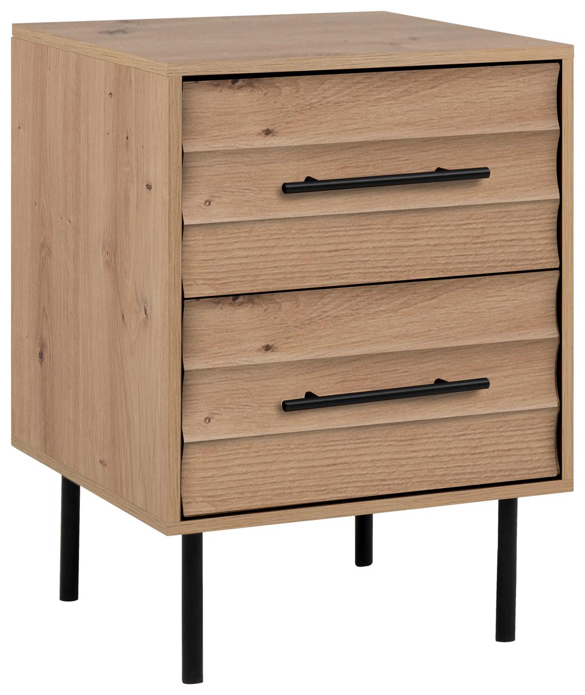 Nachtkästchen Carlton Eiche Artisan H: 55 Cm - Schwarz/Eiche Artisan, Trend, Holzwerkstoff (40/55/39cm)