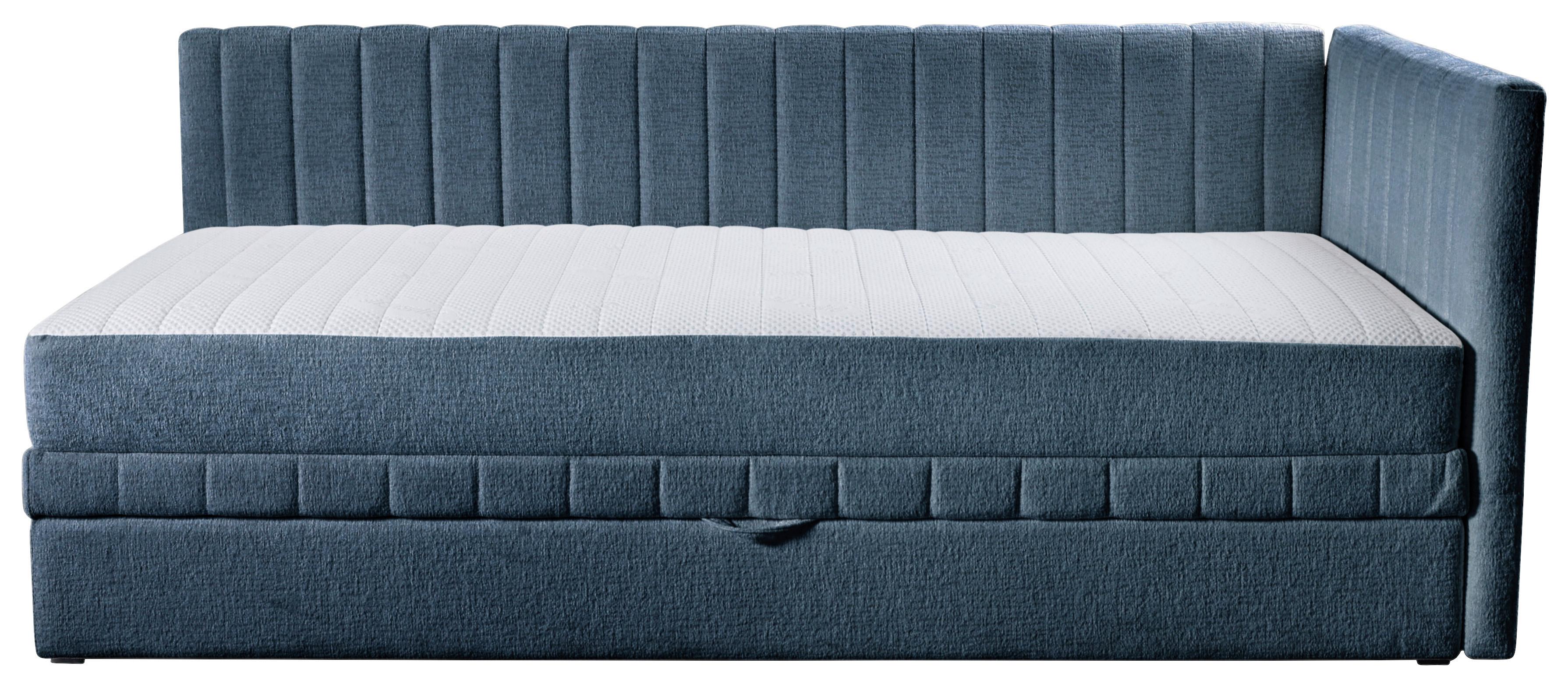 Schlafsofa Roma Chenille Blau, B: 212cm - Blau/Schwarz, Design, Textil (212/83/99cm) - MID.YOU