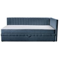 Schlafsofa Roma Chenille Blau, B: 212cm - Blau/Schwarz, Design, Textil (212/83/99cm) - MID.YOU