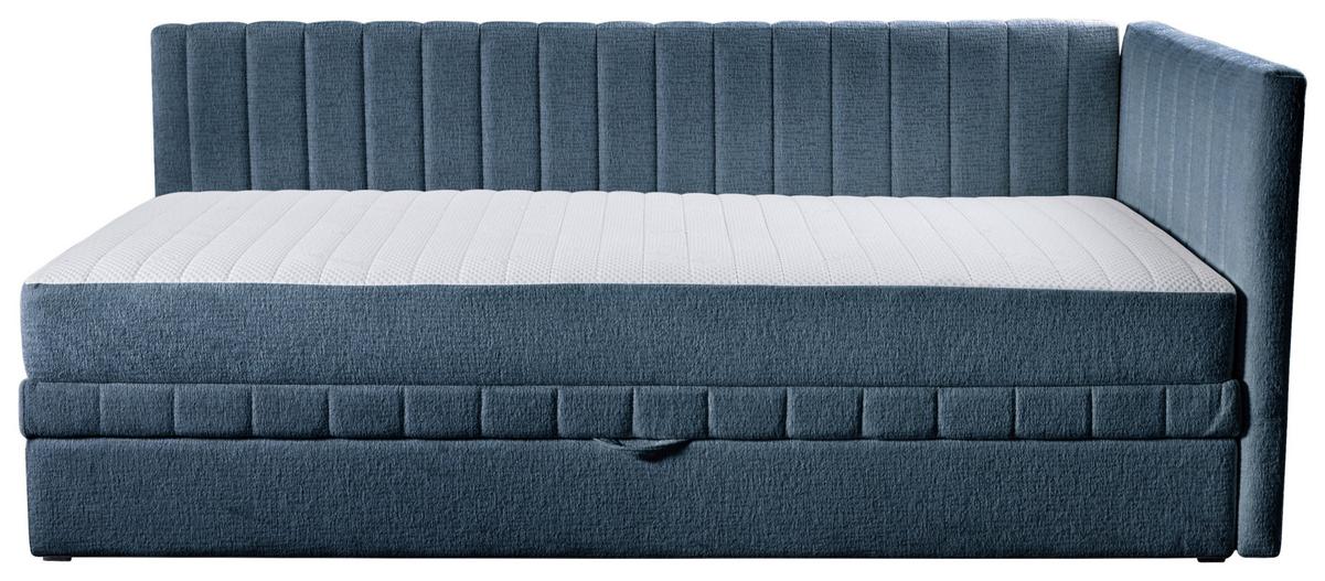 Schlafsofa Roma Chenille Blau, B: 212cm - Blau/Schwarz, Design, Textil (212/83/99cm) - MID.YOU
