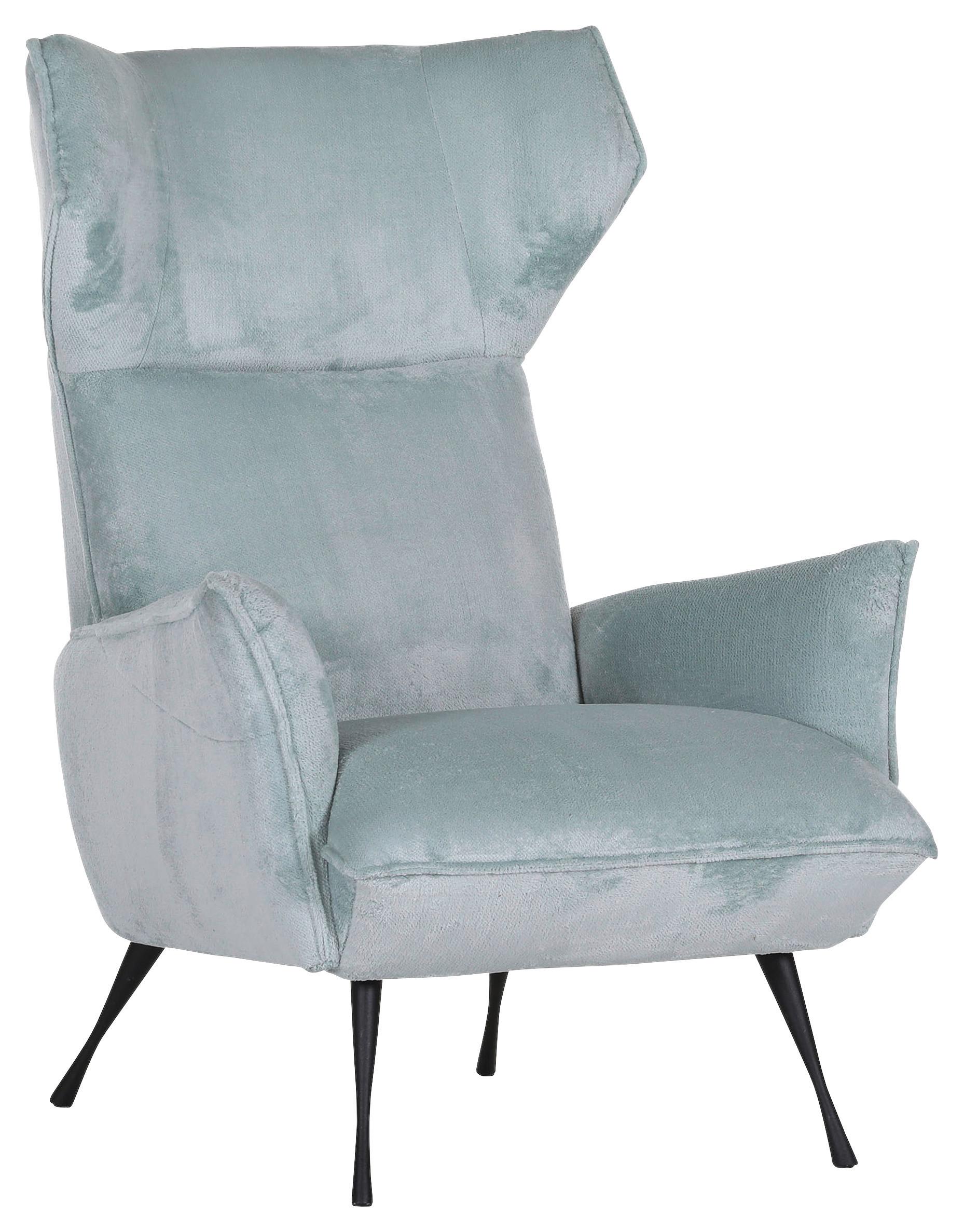 Ohrensessel Lorris - Schwarz/Mintgrün, KONVENTIONELL, Textil (83/110/92cm) - MID.YOU