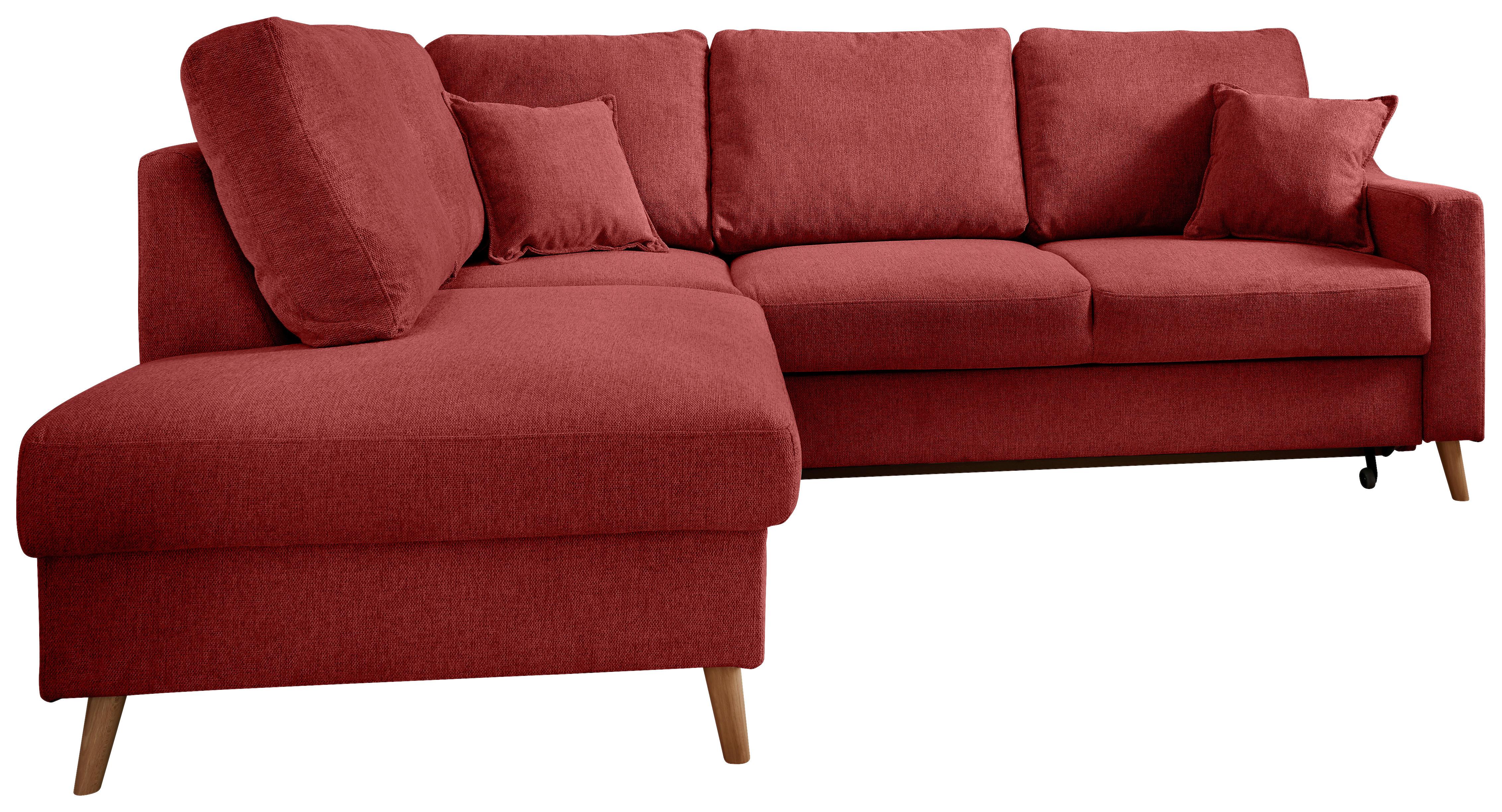 Ecksofa Valentina Rot S: 200x230 Cm - Rot/Naturfarben, KONVENTIONELL, Textil (200/230cm) - Livetastic