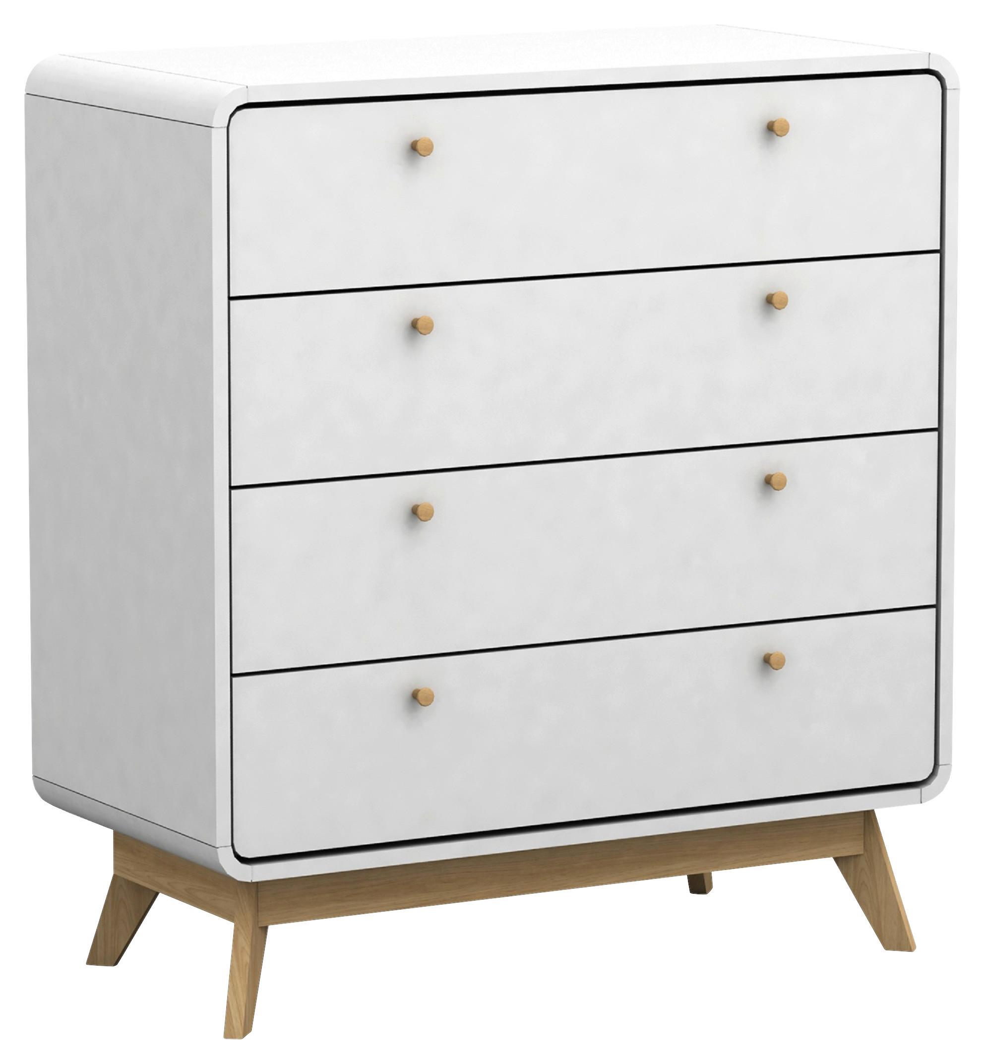 Kommode Cassie Weiß 80 cm - Eichefarben/Weiß, Design, Holzwerkstoff (80/88/39cm) - MID.YOU