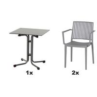 Gartengarnitur T20218 - Anthrazit/Grau, Basics, Holzwerkstoff/Kunststoff (65/80/65cm) - Siena Garden