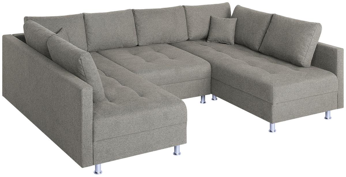 Wohnlandschaft Sofia - Taupe/Chromfarben, Design, Holzwerkstoff/Textil (192/308/192cm) - P & B