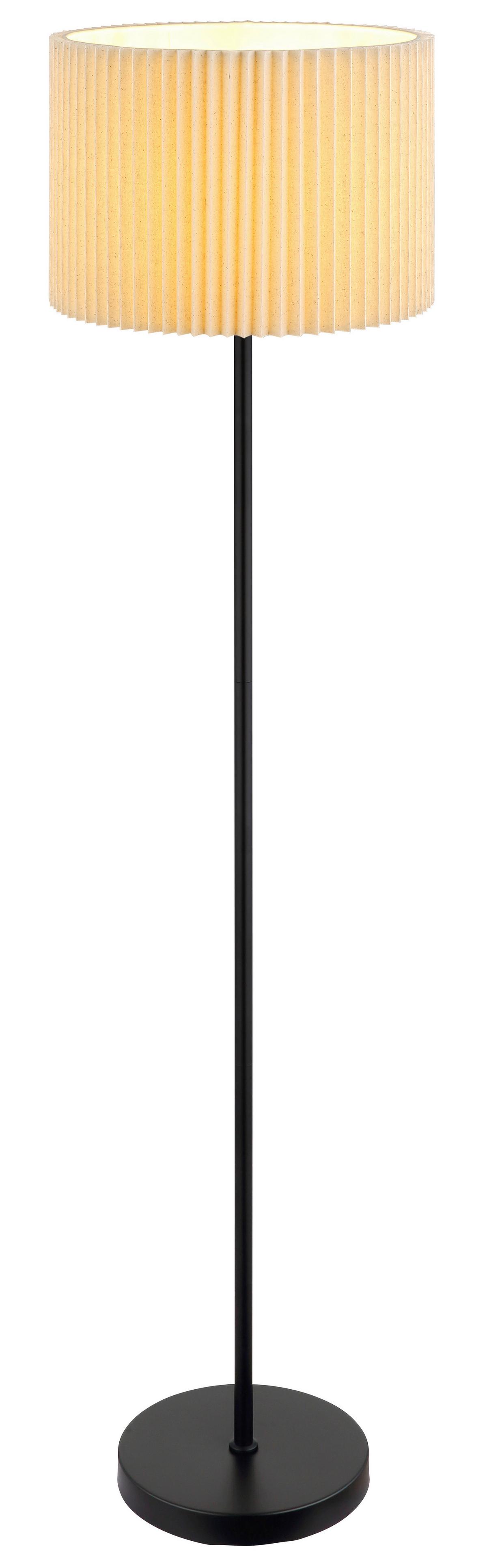 Stehleuchte Naturfarben Schwarz D: 38 cm - Schwarz/Naturfarben, KONVENTIONELL, Textil/Metall (38/152cm) - Globo