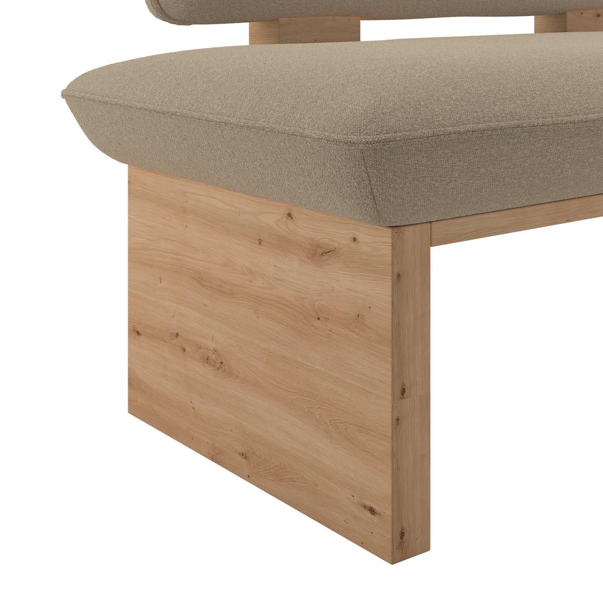 Sitzbank Beluna II Webstoff beige, B: 140cm - Eichefarben/Beige, KONVENTIONELL, Holzwerkstoff/Textil (140/87/67cm) - James Wood