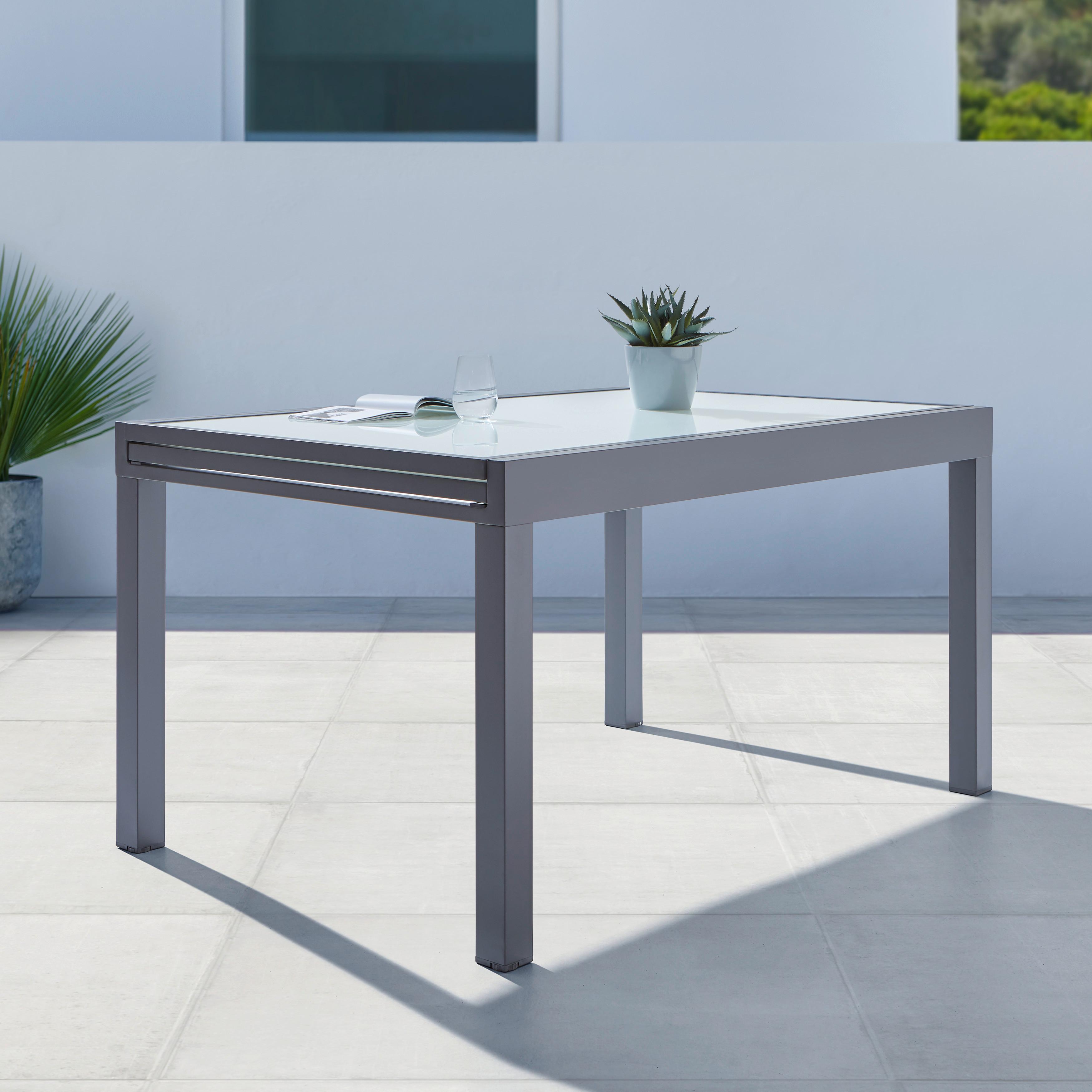 ZAHRADNÍ STŮL ATLANTA 1 - bílá/antracitová, Moderní, kov/sklo (70-140/75/70cm) - Modern Living