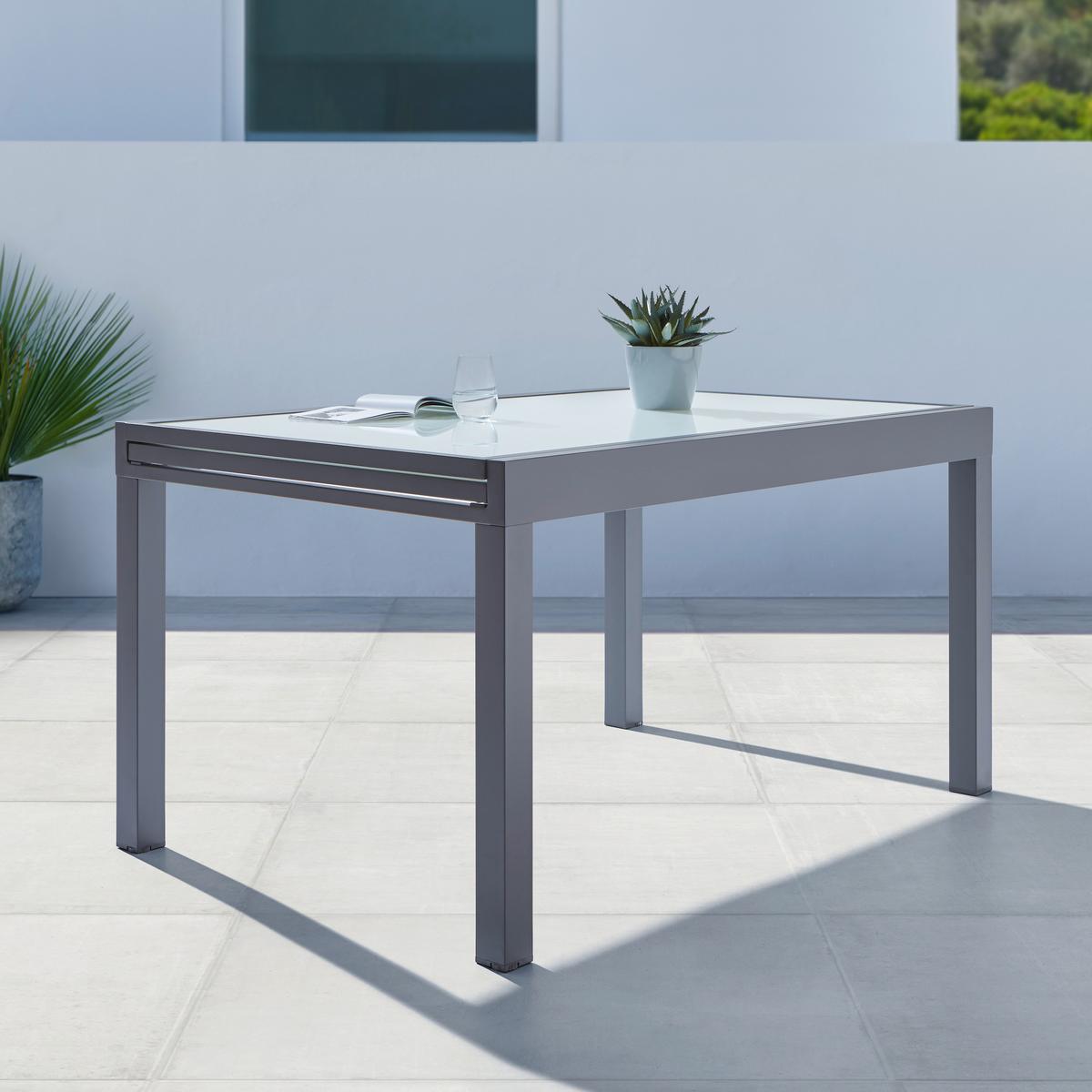 ZAHRADNÍ STŮL ATLANTA 1 - bílá/antracitová, Moderní, kov/sklo (70-140/75/70cm) - Modern Living