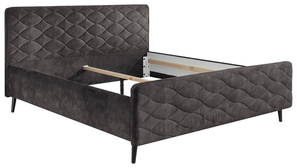 Polsterbett Mario A 180x200 Dunkelbraun - Dunkelgrau, Basics, Holzwerkstoff/Textil (180/200cm) - MID.YOU