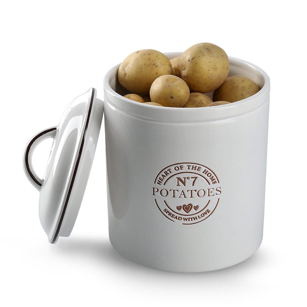 Vorratsdose Potatoes Weiß B: 18 Cm - Weiß, Basics, Keramik (18/18/25cm) - Zeller Present
