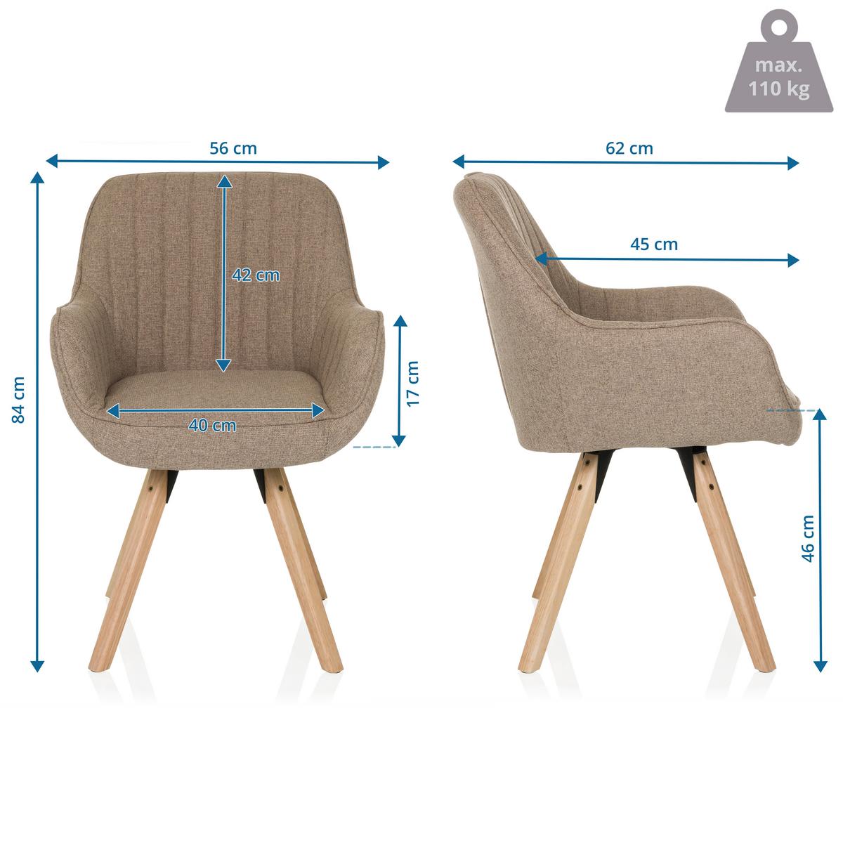 Armlehnstuhl Scandi Ted Beige B: 56 cm - Beige/Buchefarben, MODERN, Holz/Textil (56/84/62cm) - MID.YOU
