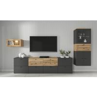 Wohnwand Sixty-four Anthrazit/eichefarben - Eichefarben/Anthrazit, Trend, Holzwerkstoff (320/160/35cm)