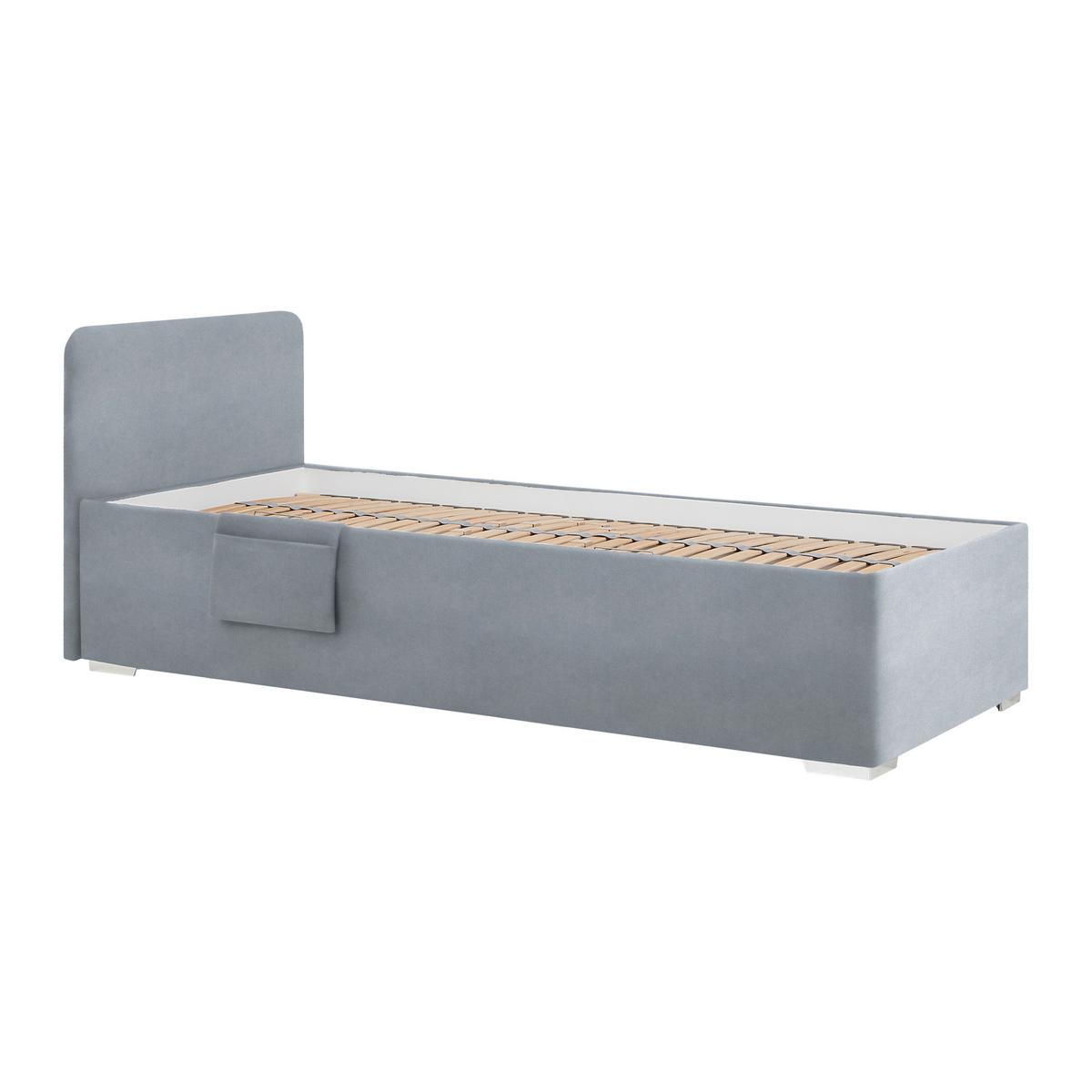 Posteľ Remi s bočnicami 90x200, poťah sivý - sivá/prírodná farba, Konventionell, drevo/textil (90/200cm)